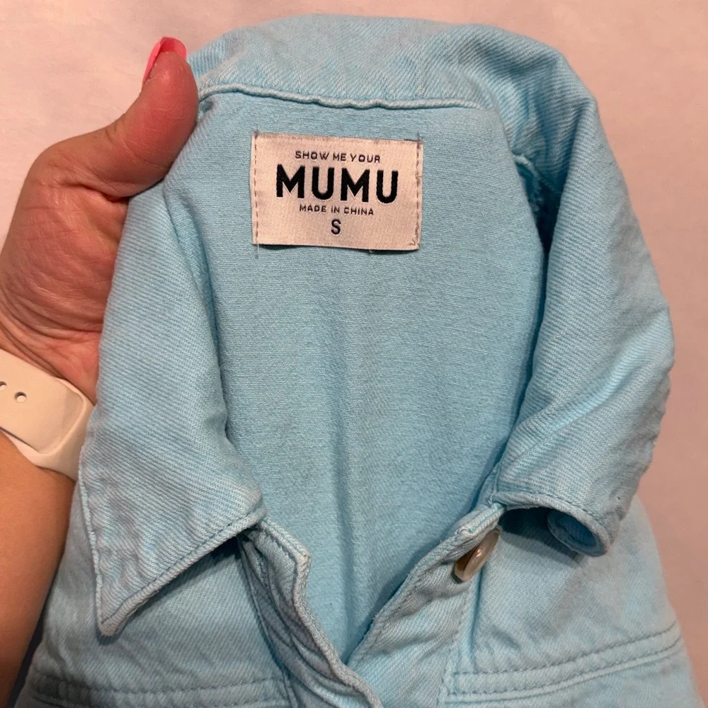 Show Me Your Mumu Cannon Romper Spring Blue Denim Size Small - Picture 12 of 13